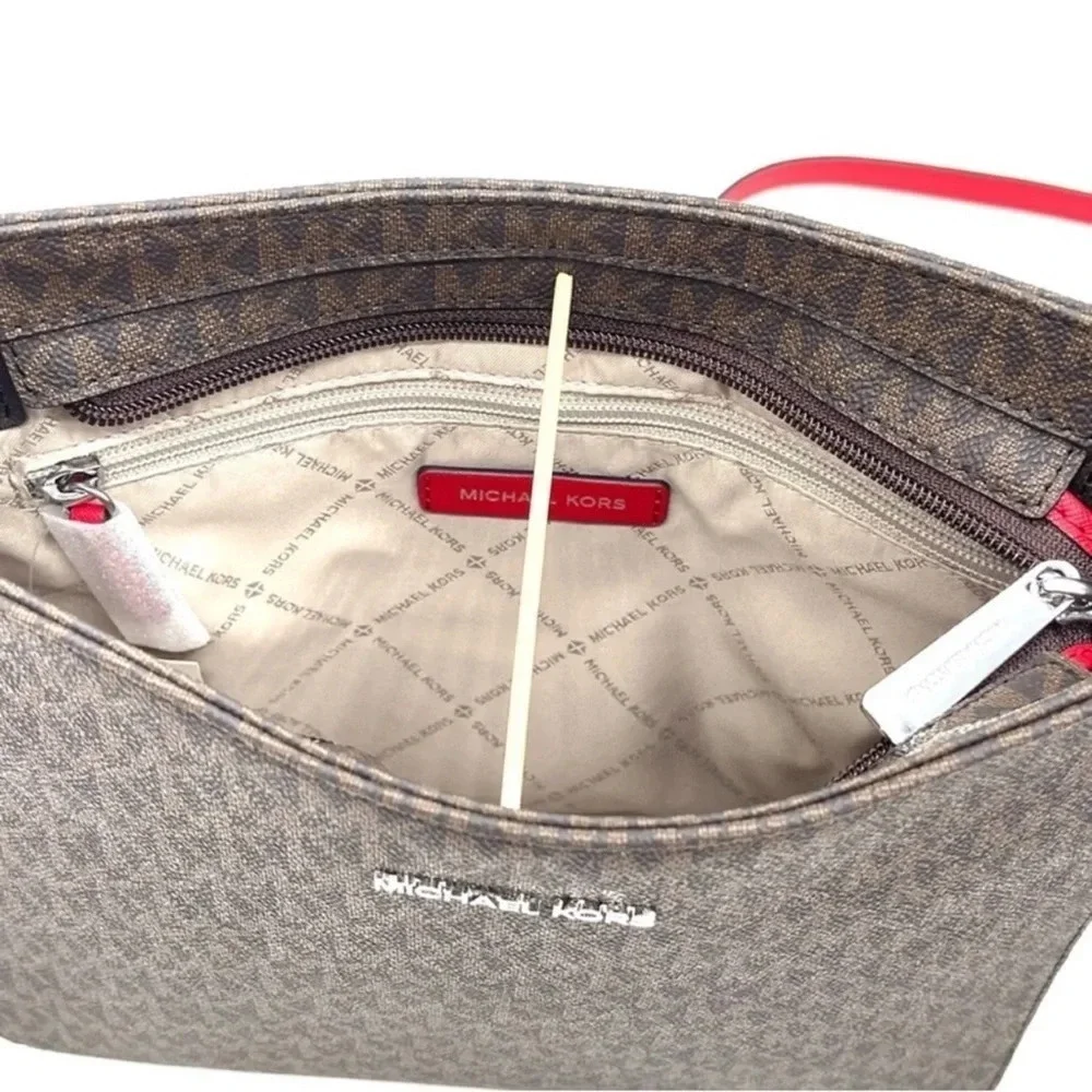 Michael Kors Large Messenger Crossbody Bag Brown/Red